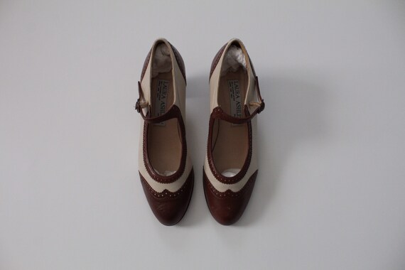Laura Ashley mary janes | perforated leather mary
