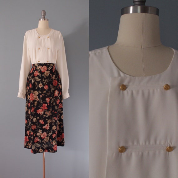CREAM poet blouse | double breasted blouse | cream