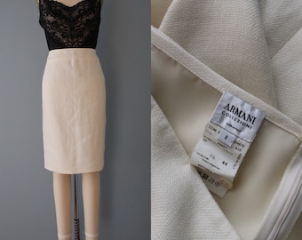 Armani linen skirt | cream white linen tulip skirt | designer linen skirt