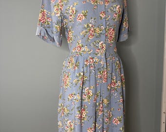 Mono corto veraniego botánico / Mono corto floral azul aciano de los 90