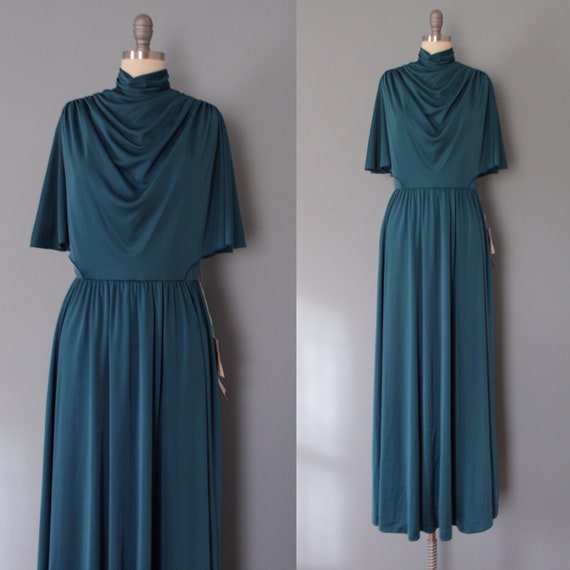 1970s caped gown | Sacramento green maxi gown | co