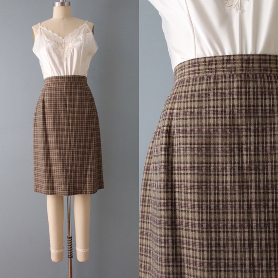 CHECKERED mini skirt | merlot and nutmeg pencil sk