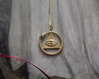 OUROBOROS snake necklace | The Alchemist Witchy Triangle Evil Eye necklace | 925 box chain necklace