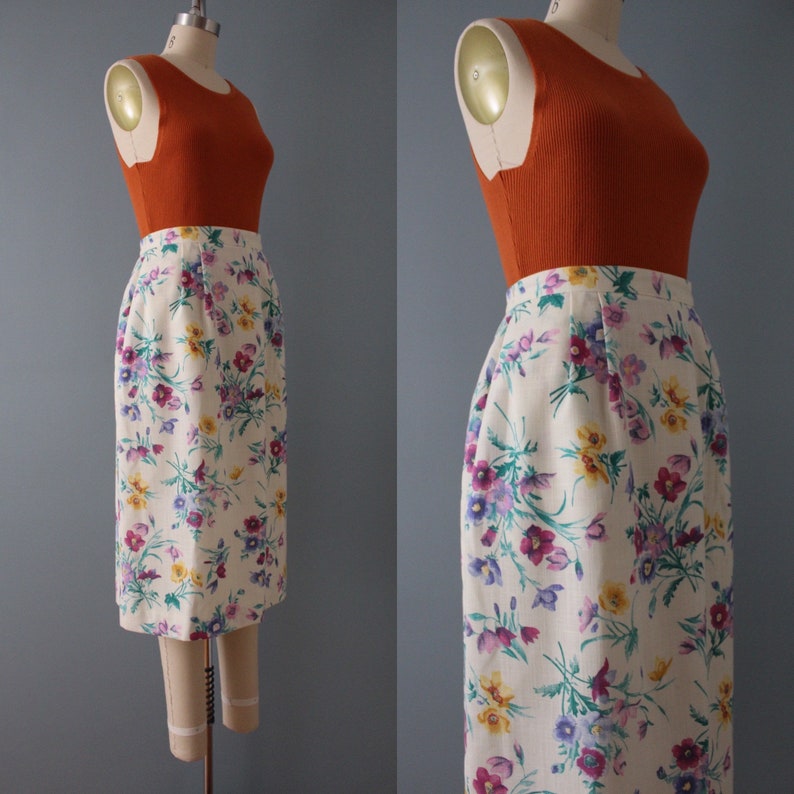 BOTANICAL midi skirt 1970s cottage core botanical skirt botanical aline midi skirt image 2