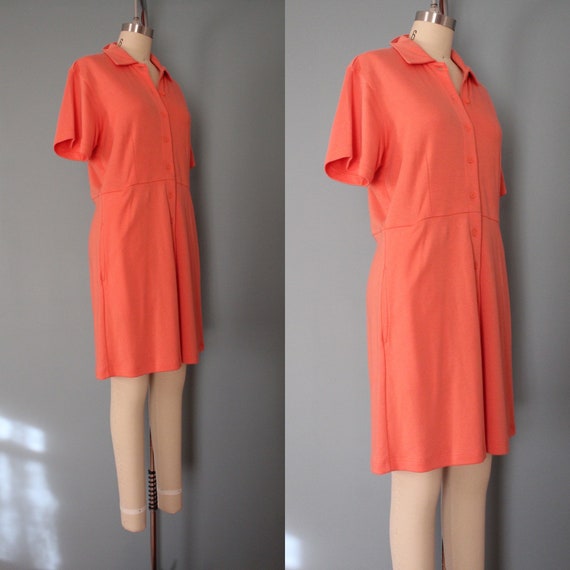 CORAL pink mini dress | Eddie Bauer soft cotton d… - image 3