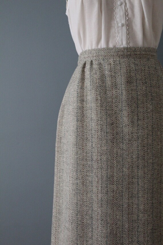 BEIGE herringbone wool skirt | 1970s wool skirt |… - image 6