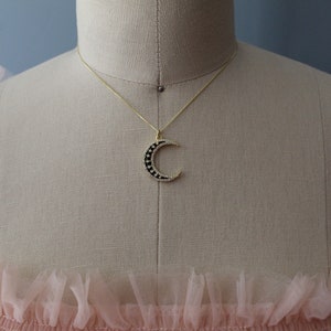 Collana vittoriana Black Moon / collana luna gotica Witchy 14K placcata oro / collana a catena 925 box