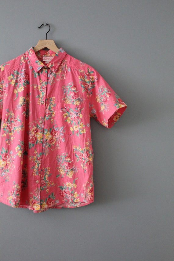 ROUGE pink cotton shirt | cottagecore roses shirt… - image 4