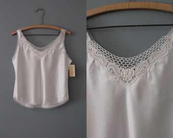 CUT OUT lace camisole top | 1980s nwt camisole top | porcelain white camisole