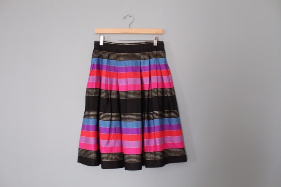 STRIPED silk pleated skirt | 1970s JANE CLODEL sk… - image 4