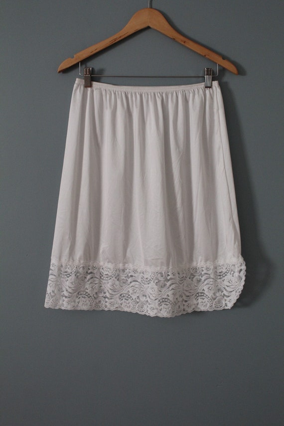 BISQUE white lace slip skirt | 60s 70s slip skirt… - image 5