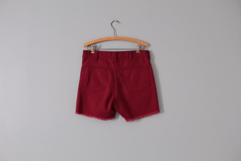 merlot cotton shorts MERLOT red shorts 1970s fringed shorts