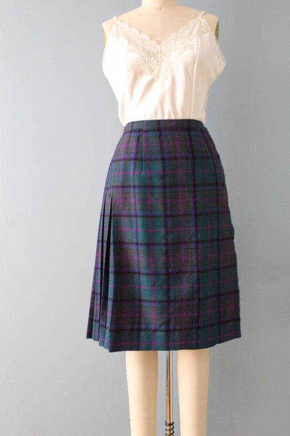 plaid wool kilt skirt | 1970s pleated tartan plai… - image 2