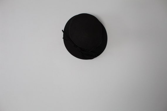 TOP hat style cloche | 1980s black wool cloche ha… - image 2