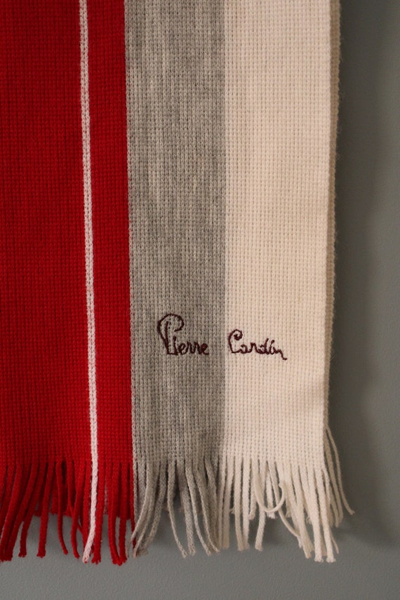 Pierre Cardin scarf | 1970s knitted scarf | fringe