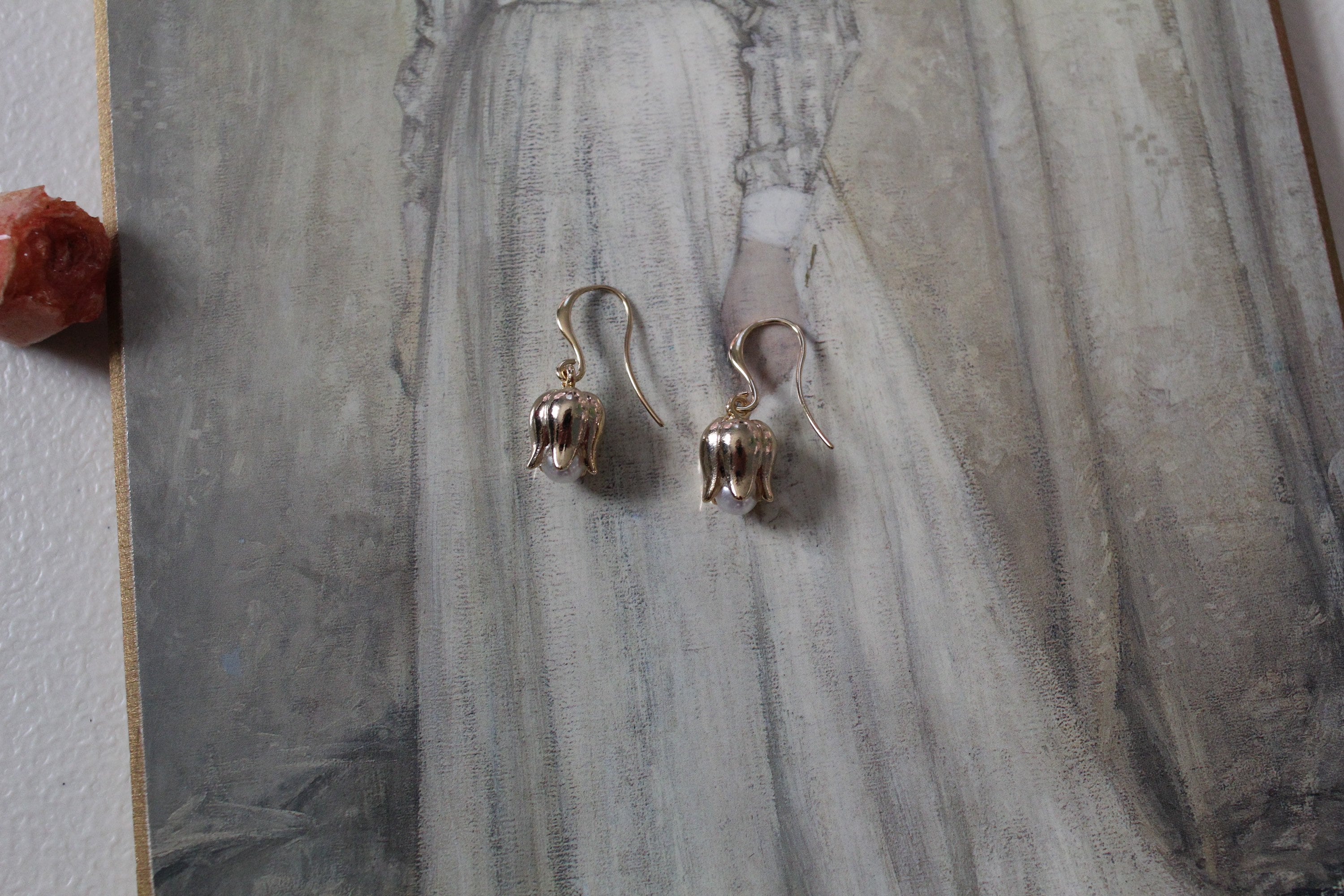 LILY OF THE Valley pearl earrings | Victorian Regency Poet earrings | botanical woodland whimsical flower earrings