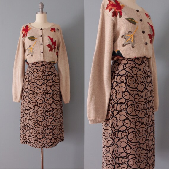 COCOA silk skirt | black swirls midi skirt | cocoa