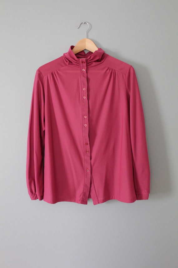 MULBERRY pink blouse | 1970s poet blouse | scrunc… - image 3