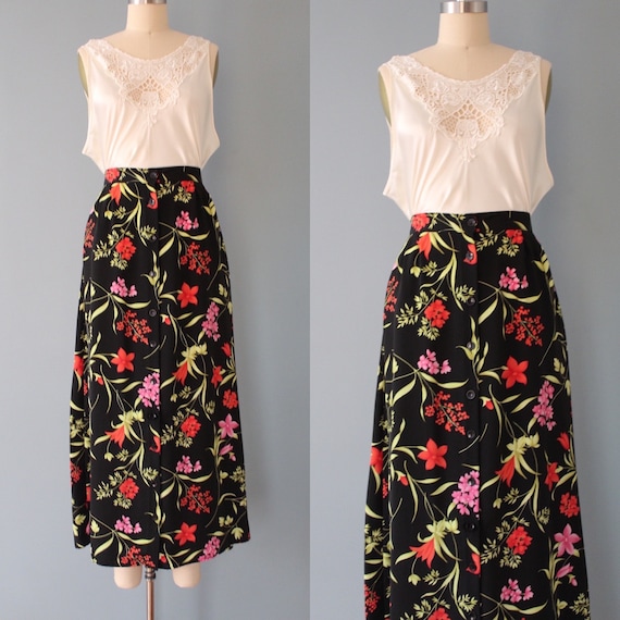 botanical maxi skirt | wildflower print maxi skirt | spring blossom prairie skirt
