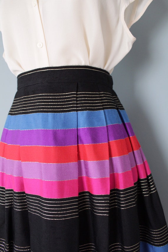 STRIPED silk pleated skirt | 1970s JANE CLODEL sk… - image 6