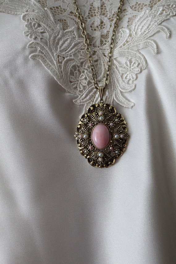 Avon pink cabochon necklace | Victorian Georgian … - image 1