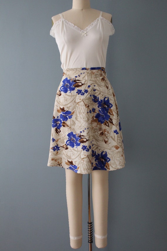 vintage muted floral abstract skater skirt | 90s … - image 2