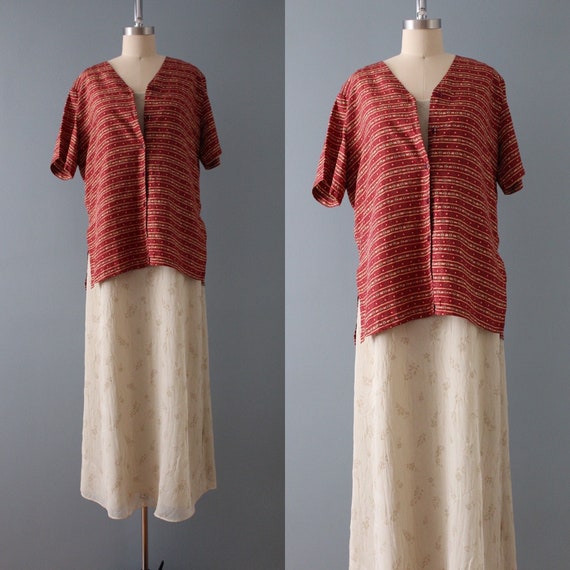 PAPRIKA silk blouse | oversized silk top | 1990s … - image 1