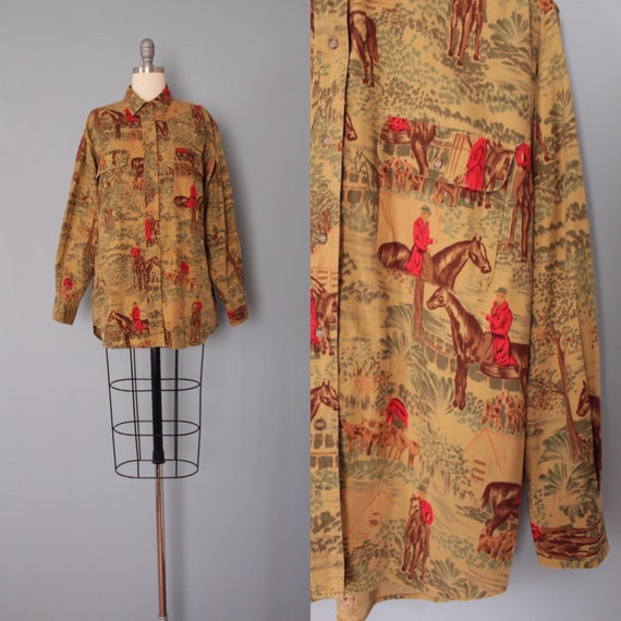 EQUESTRIAN print blouse | sepia cotton blouse | ho