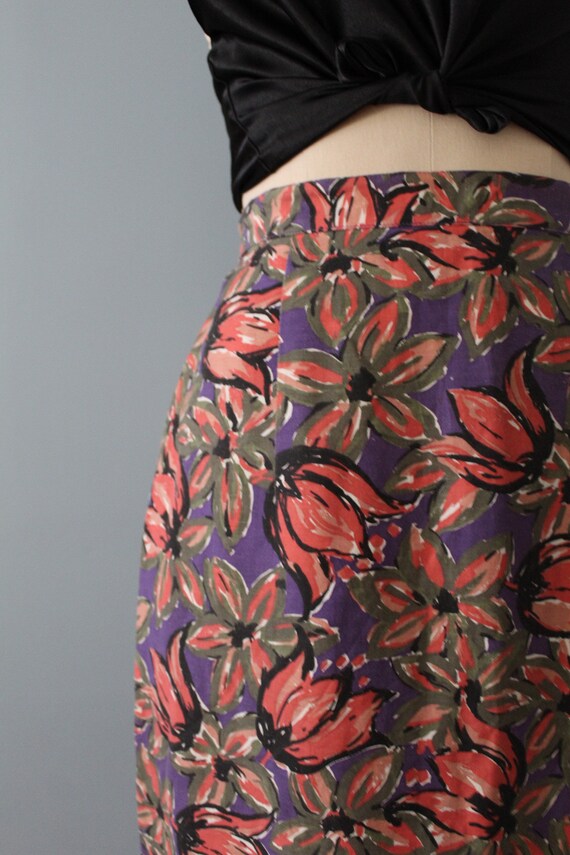 TULIP print mini skirt | rouge pink tulips skirt … - image 5