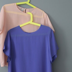 PERIWINKLE and PINK vintage tops 1990s blouses choose or set short sleeves summer tops image 7