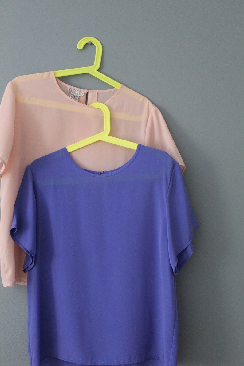 PERIWINKLE and PINK vintage tops 1990s blouses choose or set short sleeves summer tops image 7