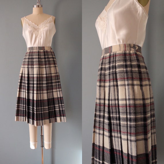 PLAID pleated skirt | 1970s tartan plaid skirt