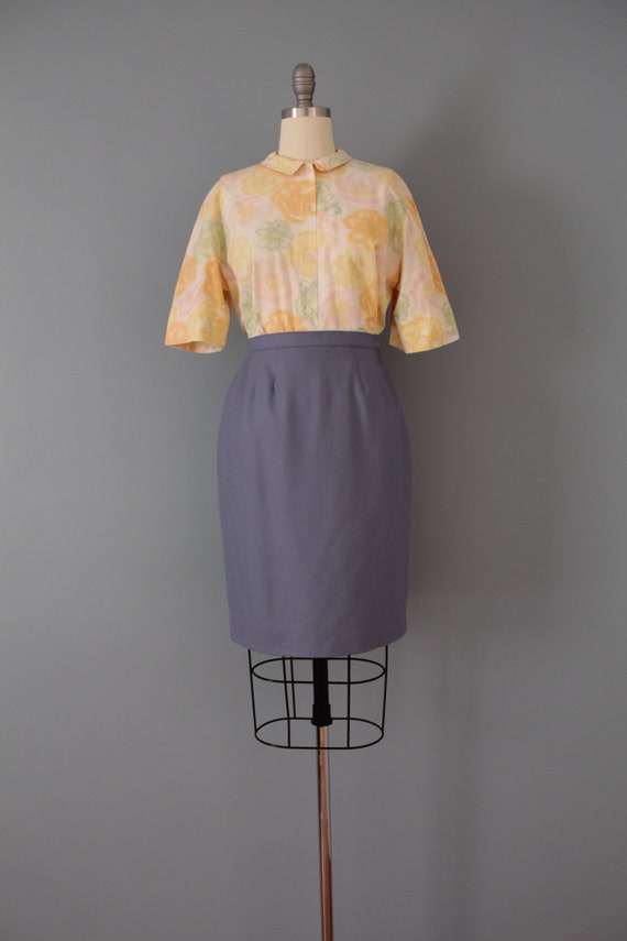 Cornflower blue mini skirt | 1970s mini tulip ski… - image 3