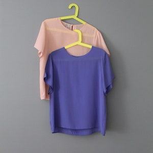 PERIWINKLE and PINK vintage tops 1990s blouses choose or set short sleeves summer tops image 5