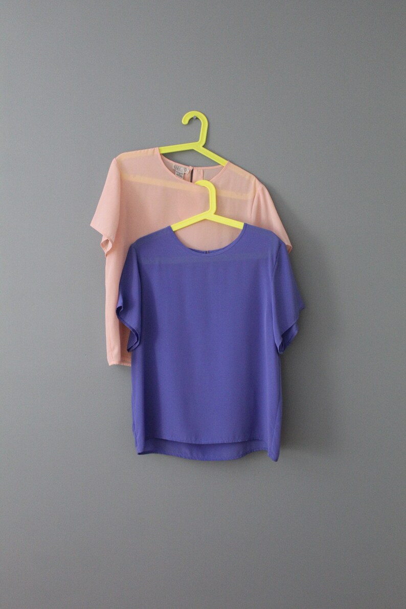 PERIWINKLE and PINK vintage tops 1990s blouses choose or set short sleeves summer tops image 5