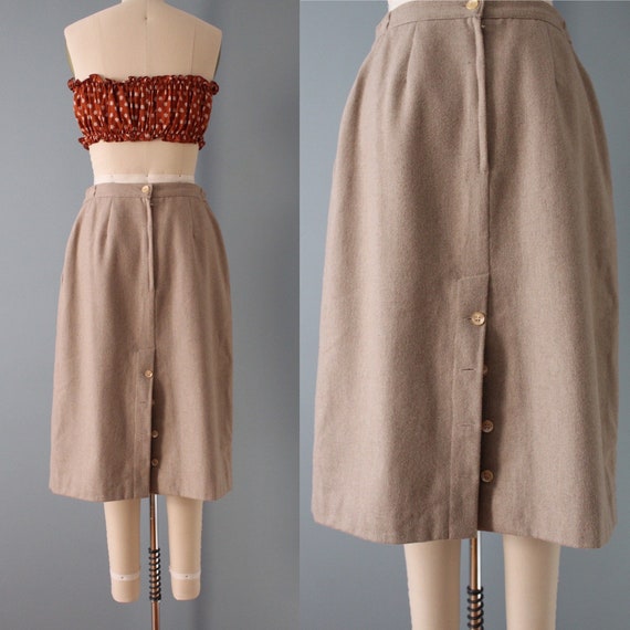 FAWN midi wool skirt | 1970s button back skirt | … - image 7