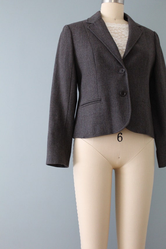 HERRINGBONE wool cropped jacket | 90s Larry Levin… - image 3