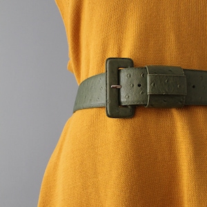 avocado ostrich wide cinch belt