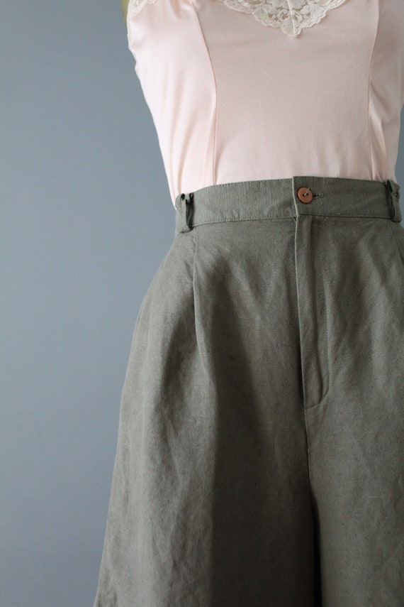 OLIVE green linen shorts | high waisted linen sho… - image 3