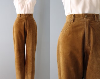 Pantalones de ante CINNAMON / pantalones de cuero de ante de cintura alta de los años 90 / pantalones boho hippie