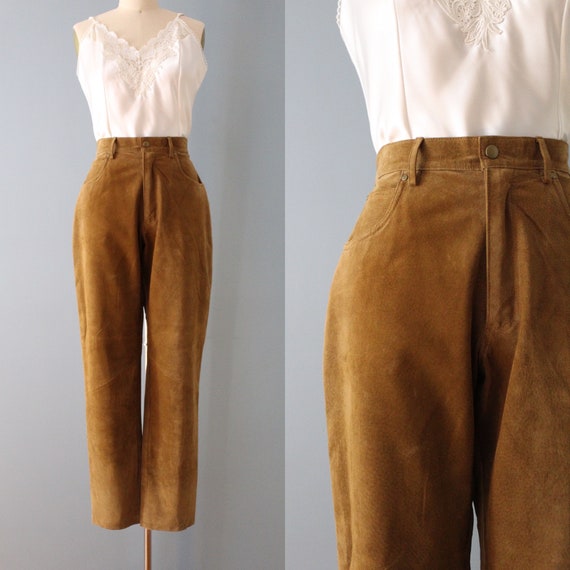 CINNAMON suede pants | 90s high waisted suede lea… - image 1