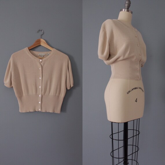SAND beige silk cardigan | cropped silk cardigan