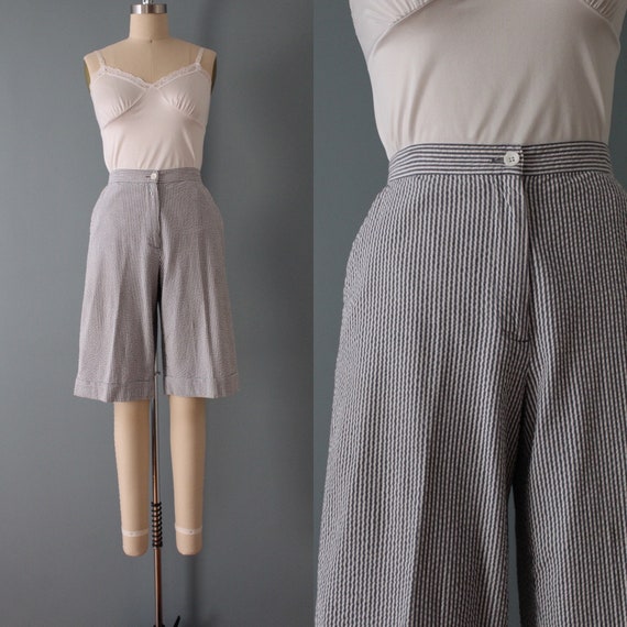 vintage seersucker shorts | 90s Studio Works shor… - image 1