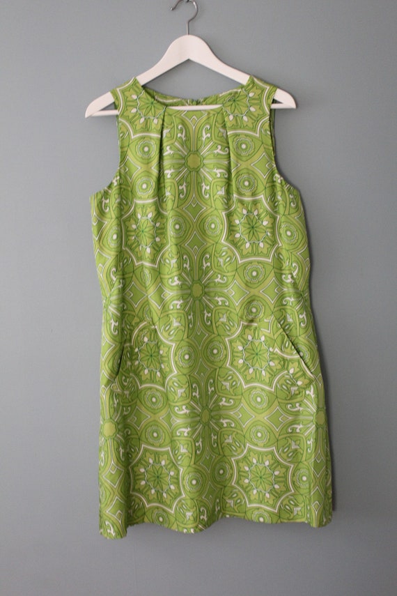 chartreuse mod silk midi dress | 90s Y2K Talbots … - image 5