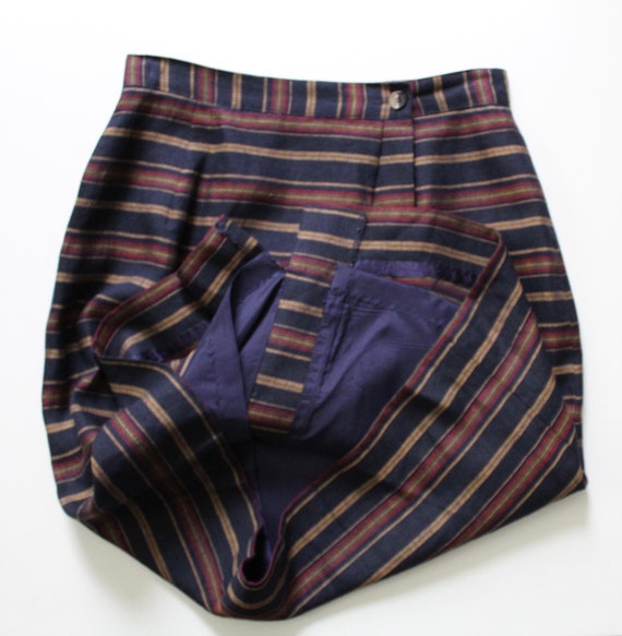 STRIPED linen mini skirt | 90s linen dark brown s… - image 9