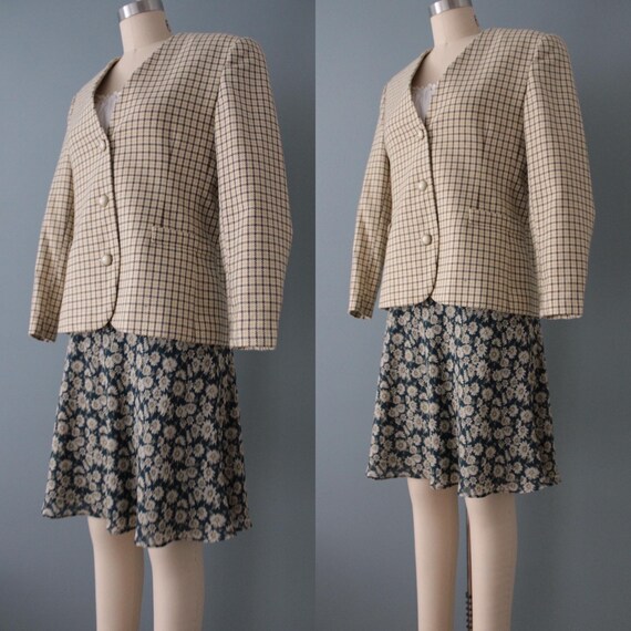 Checkered Wool jacket | Structured Wool blazer | … - image 4