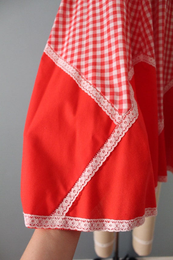 RED swing lace skirt | 1960s mod checkered retro … - image 5