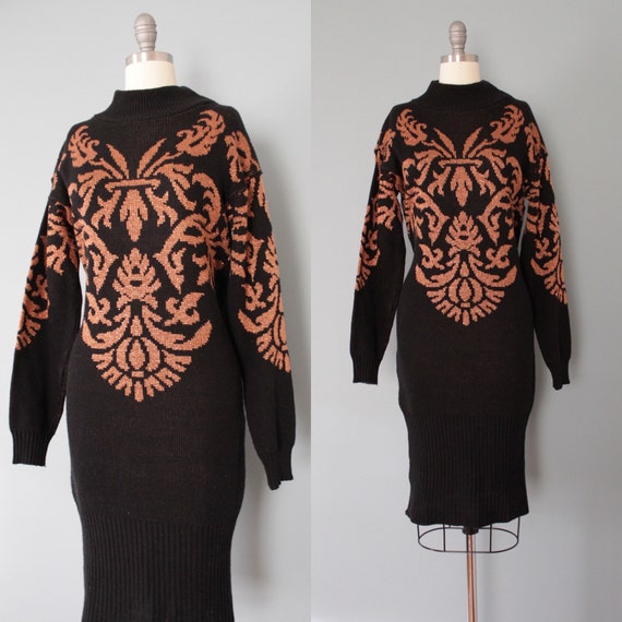 1986 COPPER ornament sweater dress | Barocco ornam