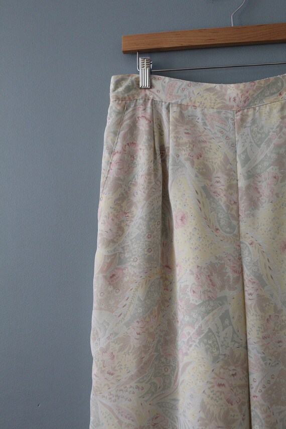 pastel floral wide pants | 1990s gaucho high wais… - image 6