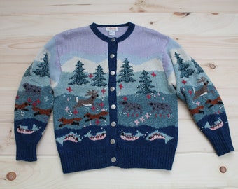 WOODLAND animals catdigan sweater | deer foxes boar fish cardigan | embroidered animals sweater